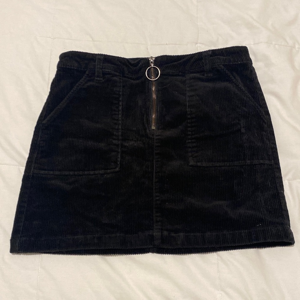Black corduroy mini skirt